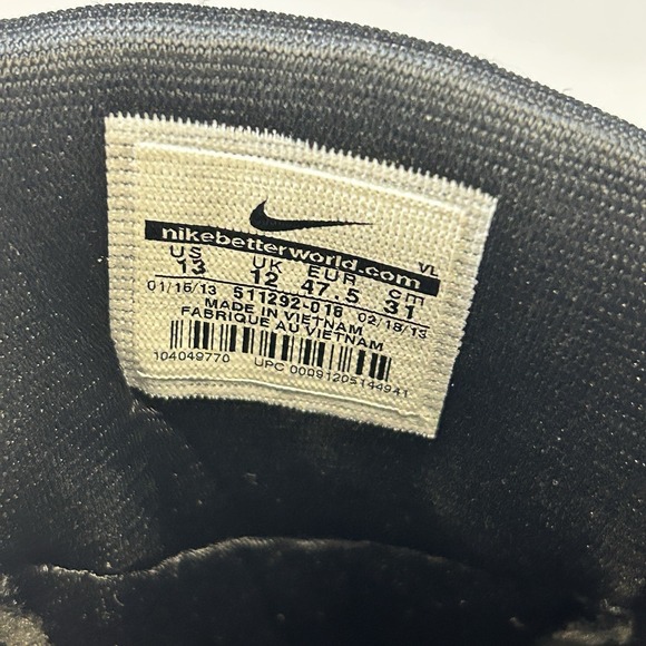 Nike Football Cleats Land Shark 3/4 Black Red 511292-016 Size 13 - Picture 6 of 7